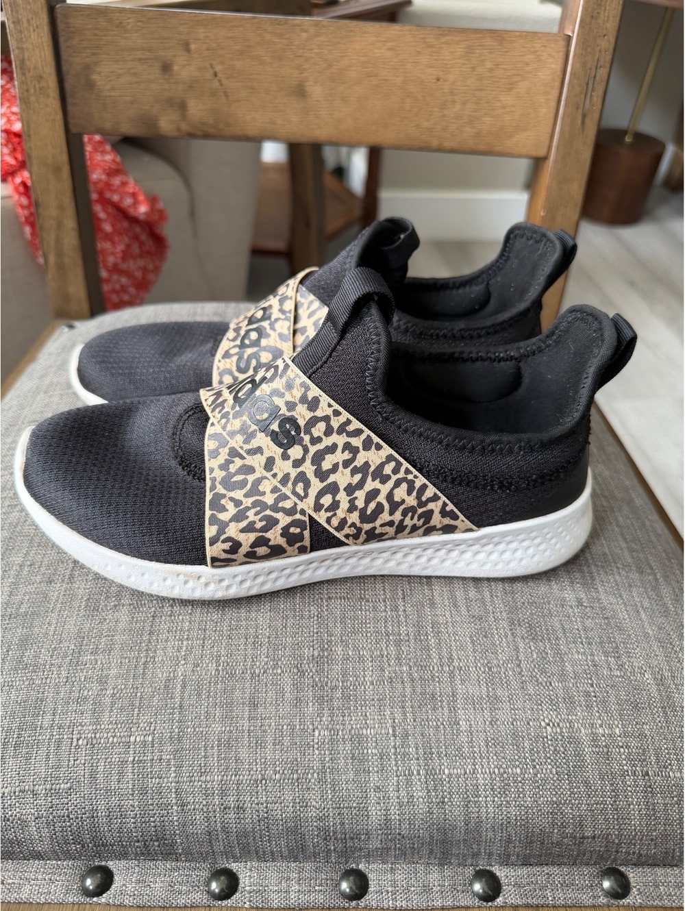 Adidas Cloudfoam Super Slip-On Sneakers with Leopard Print Strap